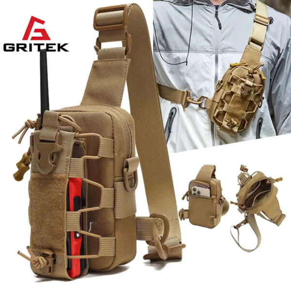 Gritek Outdoor Multi-functional Tactical Water Bottle Waist Bag, Molle Small Crossbody Bag, Portable Mobile Phone and Water Bottle Bag