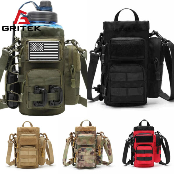Gritek Tactical Molle Pouch Multifunctional Water Bottle Pouch Phone Pouch EDC Bag with Shoulder Strap